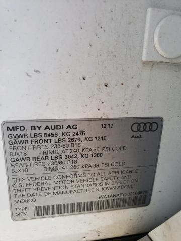Photo 10 from auction – 2018 AUDI Q5 PREMIUM with VIN WA1ANAFY3J2108878