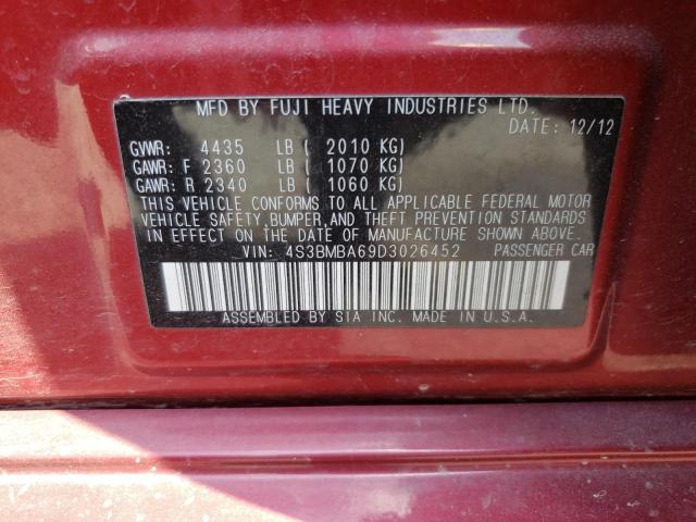 Photo 10 from auction – 2013 SUBARU LEGACY 2.5 with VIN 4S3BMBA69D3026452