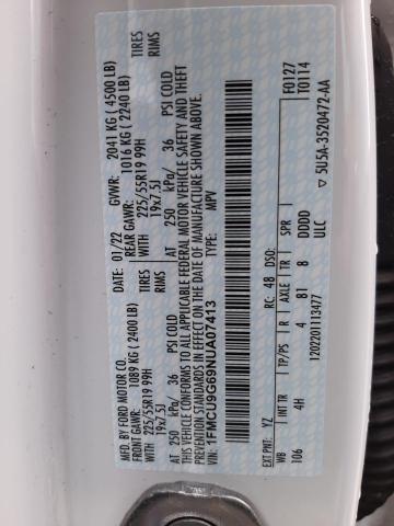Photo 10 from auction – 2022 FORD ESCAPE SE with VIN 1FMCU9G69NUA07413