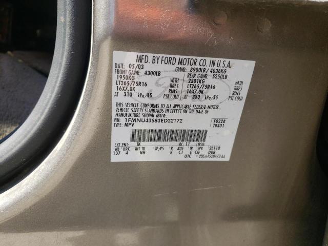 Photo 10 from auction – 2003 FORD EXCURSION with VIN 1FMNU43S83ED32172