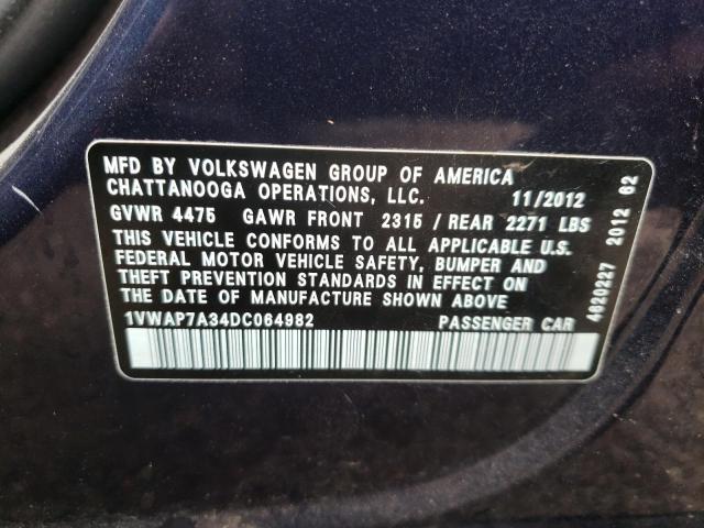 Photo 10 from auction – 2013 VOLKSWAGEN PASSAT S with VIN 1VWAP7A34DC064982
