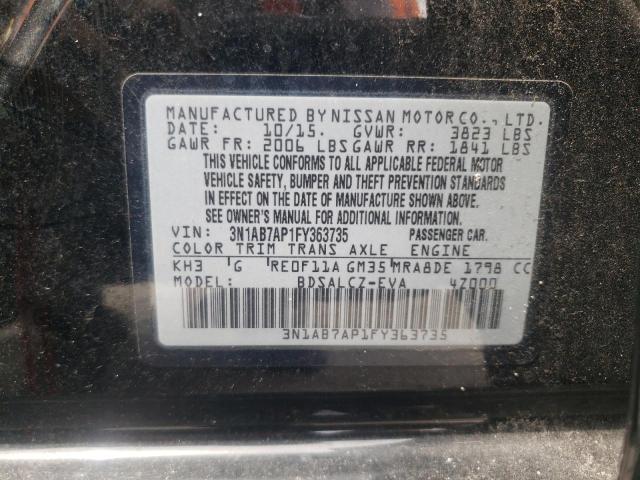 Photo 10 from auction – 2015 NISSAN SENTRA S with VIN 3N1AB7AP1FY363735