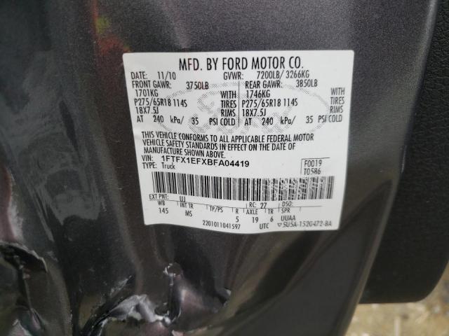 Photo 10 from auction – 2011 FORD F150 SUPER with VIN 1FTFX1EFXBFA04419
