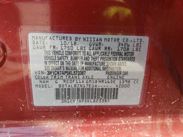 Photo 10 from auction – 2019 NISSAN VERSA S with VIN 3N1CN7AP5KL823387