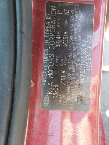 Photo 10 from auction – 2009 KIA SPECTRA EX with VIN KNAFE221695589937