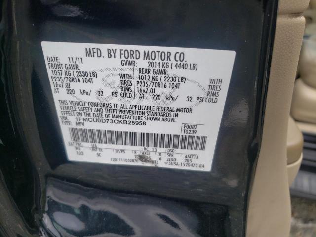 Photo 10 from auction – 2012 FORD ESCAPE XLT with VIN 1FMCU0D73CKB25958