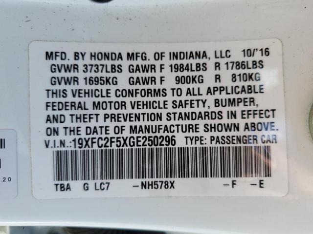 Photo 10 from auction – 2016 HONDA CIVIC LX with VIN 19XFC2F5XGE250296