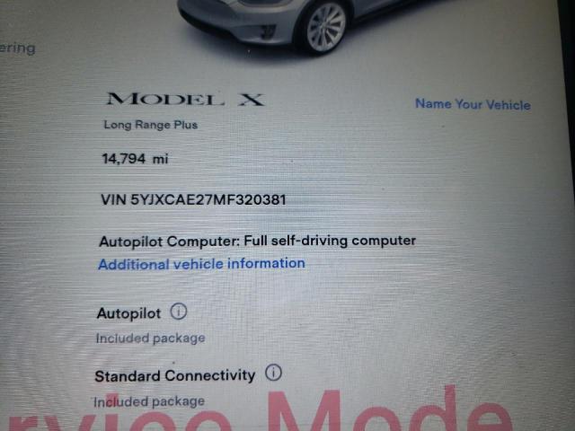 Photo 8 from auction – 2021 TESLA MODEL X with VIN 5YJXCAE27MF320381