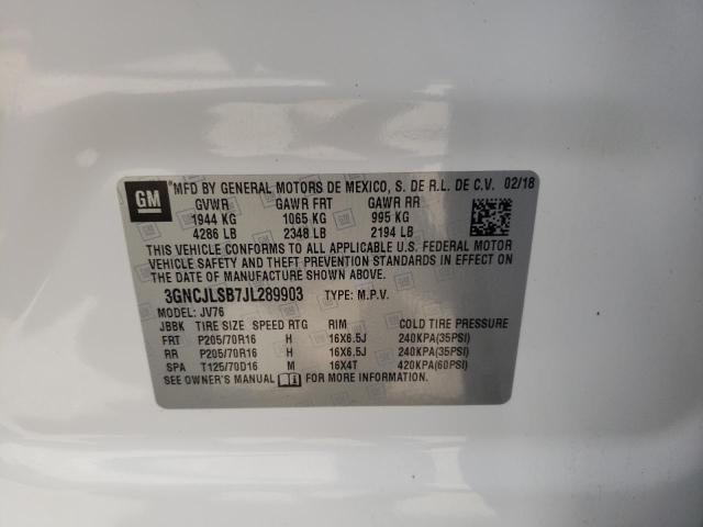 Photo 10 from auction – 2018 CHEVROLET TRAX 1LT with VIN 3GNCJLSB7JL289903