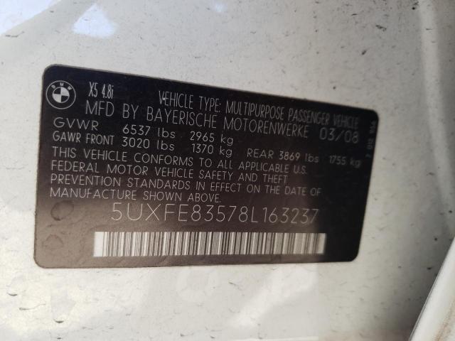 Photo 10 from auction – 2008 BMW X5 4.8I with VIN 5UXFE83578L163237