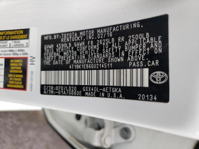Photo 10 from auction – 2016 TOYOTA AVALON XLE with VIN 4T1BK1EB6GU214511