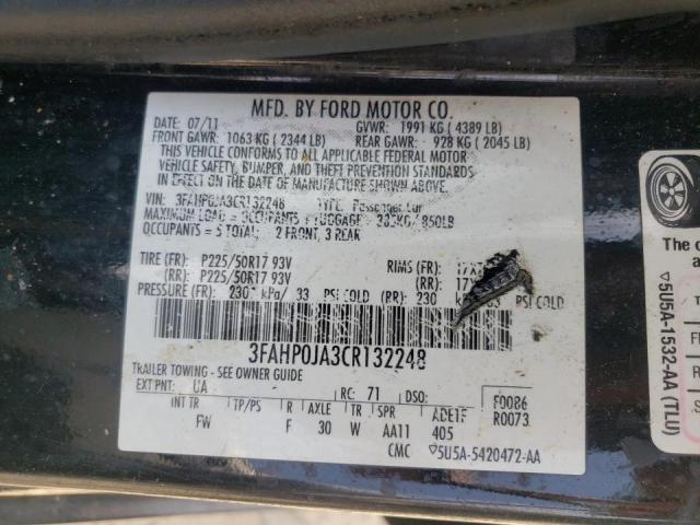 Photo 10 from auction – 2012 FORD FUSION SEL with VIN 3FAHP0JA3CR132248