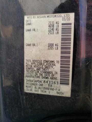 Photo 10 from auction – 2010 NISSAN MAXIMA S with VIN 1N4AA5AP0AC843163