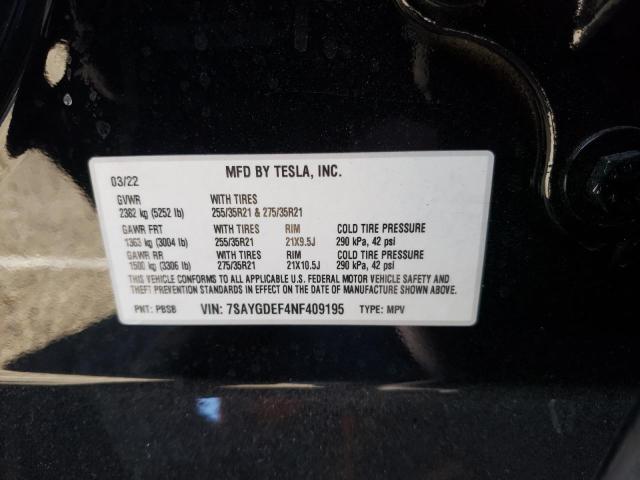 Photo 10 from auction – 2022 TESLA MODEL Y with VIN 7SAYGDEF4NF409195