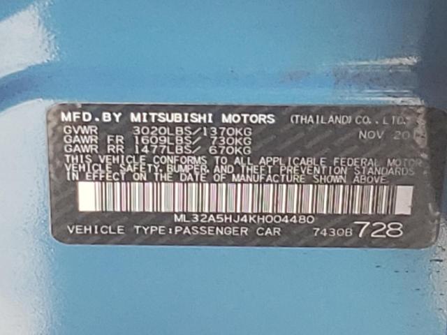 Photo 10 from auction – 2019 MITSUBISHI MIRAGE LE with VIN ML32A5HJ4KH004480