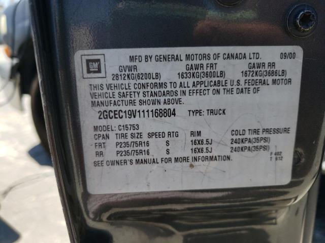 Photo 10 from auction – 2001 CHEVROLET SILVERADO with VIN 2GCEC19V111168804
