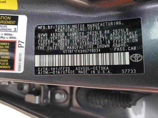 Photo 10 from auction – 2017 TOYOTA CAMRY LE with VIN 4T1BF1FK8HU719034