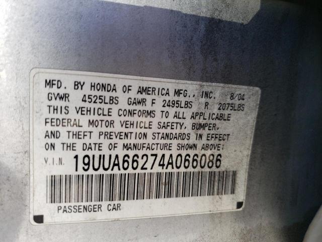 Photo 10 from auction – 2004 ACURA TL with VIN 19UUA66274A066086