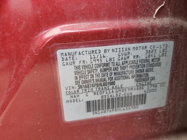 Photo 10 from auction – 2017 NISSAN SENTRA S with VIN 3N1AB7AP8HL651980