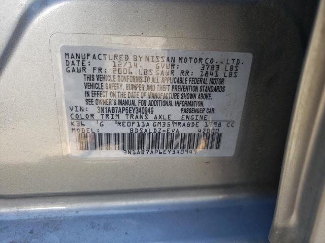 Photo 10 from auction – 2014 NISSAN SENTRA S with VIN 3N1AB7AP6EY340949