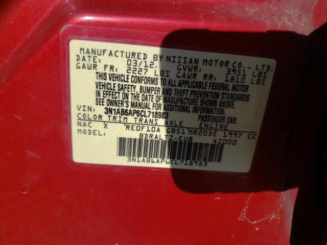Photo 10 from auction – 2012 NISSAN SENTRA 2.0 with VIN 3N1AB6AP6CL718983