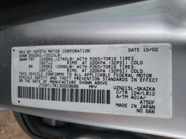 Photo 10 from auction – 2003 TOYOTA 4RUNNER LI with VIN JTEBT17R130009686