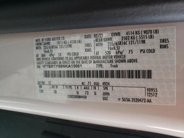 Photo 10 from auction – 2022 FORD TRANSIT T- with VIN 1FTBR1Y88NKA15081