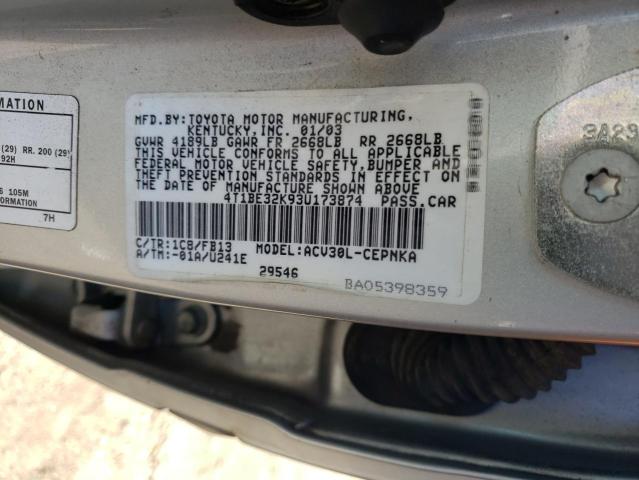 Photo 10 from auction – 2003 TOYOTA CAMRY LE with VIN 4T1BE32K93U173874
