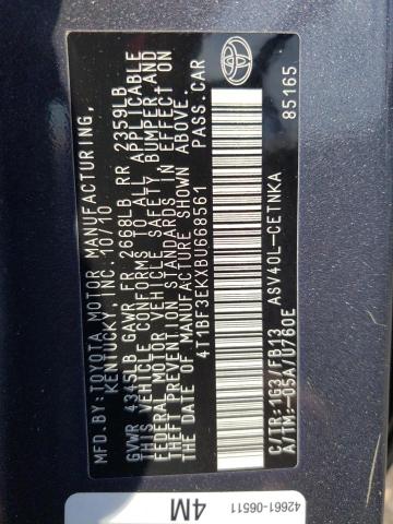 Photo 10 from auction – 2011 TOYOTA CAMRY BASE with VIN 4T1BF3EKXBU668561