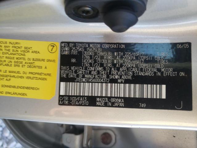 Photo 10 from auction – 2006 TOYOTA HIGHLANDER with VIN JTEDW21A560004312