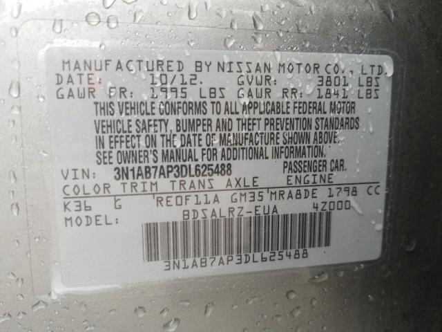 Photo 10 from auction – 2013 NISSAN SENTRA S with VIN 3N1AB7AP3DL625488