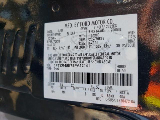 Photo 10 from auction – 2008 FORD RANGER SUP with VIN 1FTZR45E78PA52141