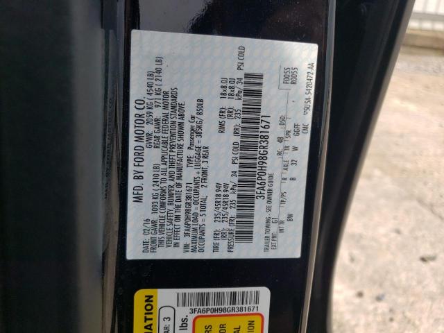 Photo 10 from auction – 2016 FORD FUSION SE with VIN 3FA6P0H98GR381671
