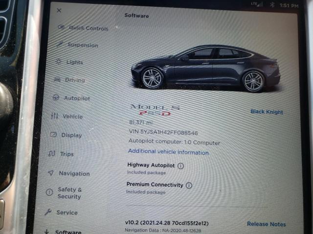 Photo 8 from auction – 2015 TESLA MODEL S P8 with VIN 5YJSA1H42FF088546