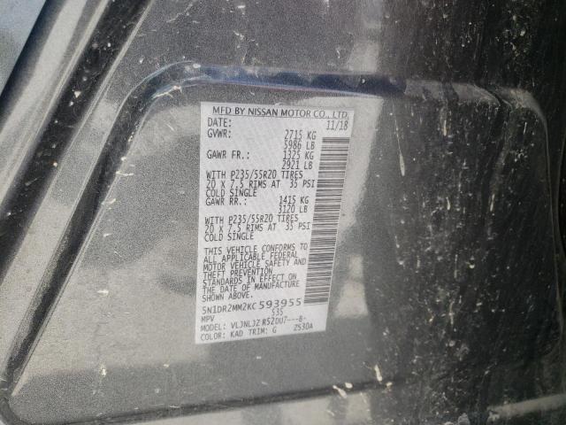 Photo 10 from auction – 2019 NISSAN PATHFINDER with VIN 5N1DR2MM2KC593955