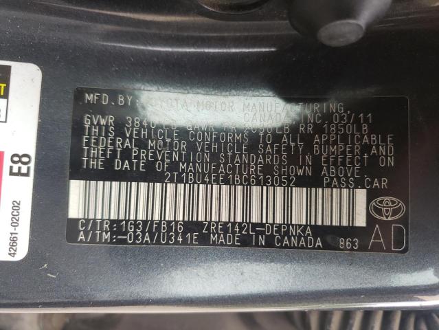 Photo 10 from auction – 2011 TOYOTA COROLLA BA with VIN 2T1BU4EE1BC613052