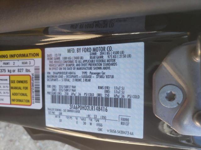 Photo 10 from auction – 2020 FORD FUSION SE with VIN 3FA6P0HD2LR148416