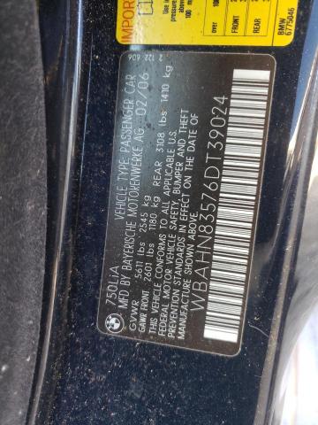 Photo 10 from auction – 2006 BMW 750 LI with VIN WBAHN83576DT39024