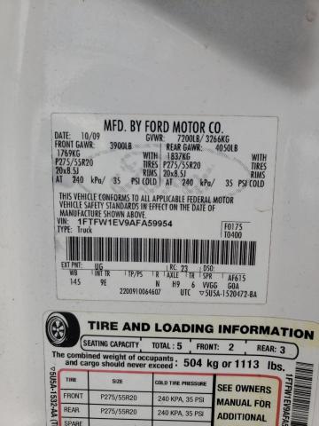 Photo 10 from auction – 2010 FORD F150 SUPER with VIN 1FTFW1EV9AFA59954