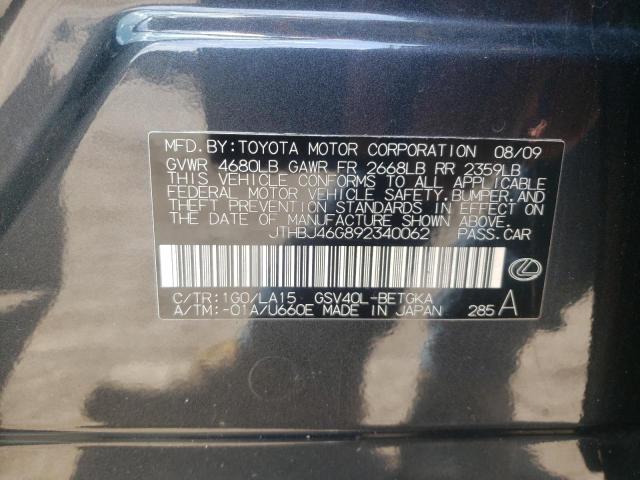 Photo 10 from auction – 2009 LEXUS ES 350 with VIN JTHBJ46G892340062