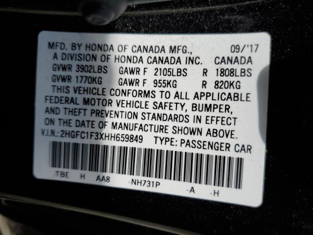 Photo 10 from auction – 2017 HONDA CIVIC EX with VIN 2HGFC1F3XHH659849