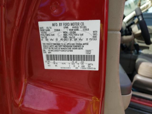 Photo 10 from auction – 2010 FORD ESCAPE XLT with VIN 1FMCU0D71AKD12189