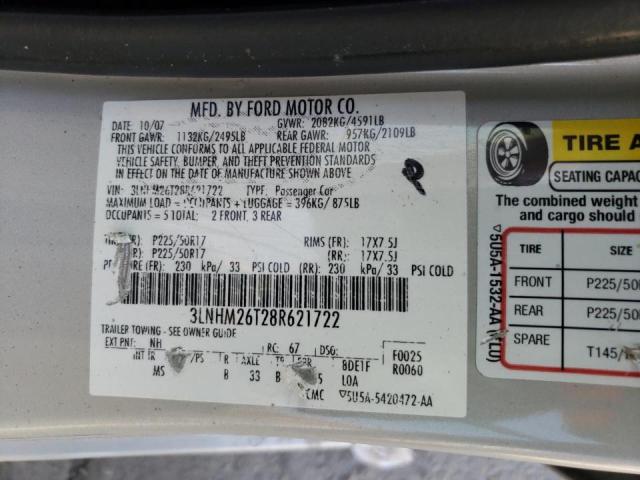 Photo 10 from auction – 2008 LINCOLN MKZ with VIN 3LNHM26T28R621722