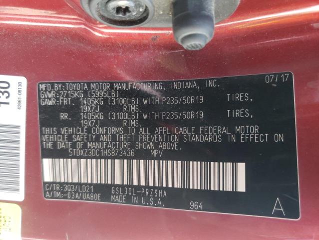 Photo 10 from auction – 2017 TOYOTA SIENNA SE with VIN 5TDXZ3DC1HS873436