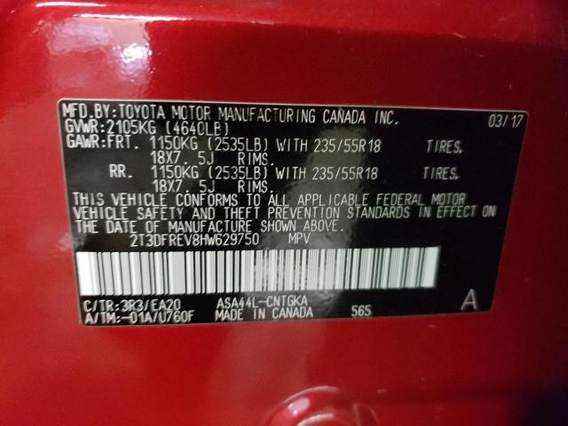 Photo 10 from auction – 2017 TOYOTA RAV4 LIMIT with VIN 2T3DFREV8HW629750