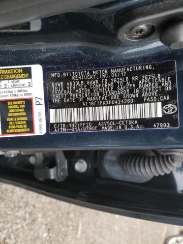 Photo 10 from auction – 2017 TOYOTA CAMRY LE with VIN 4T1BF1FKXHU424260