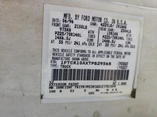 Photo 10 from auction – 1996 FORD RANGER with VIN 1FTCR10AXTPB29568