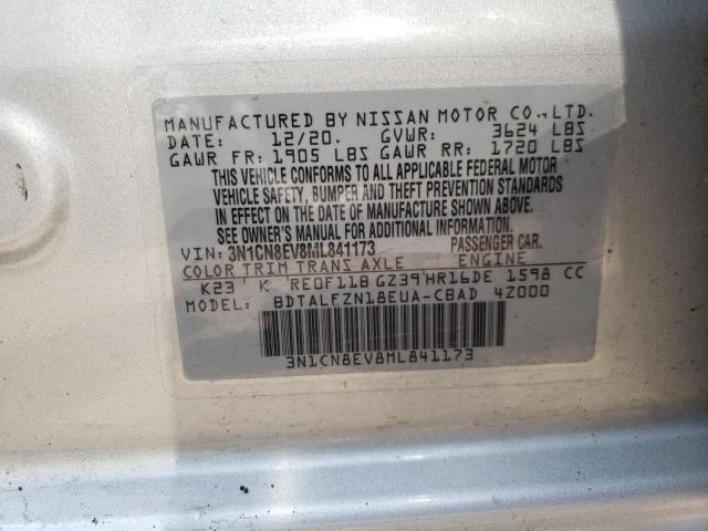 Photo 10 from auction – 2021 NISSAN VERSA SV with VIN 3N1CN8EV8ML841173