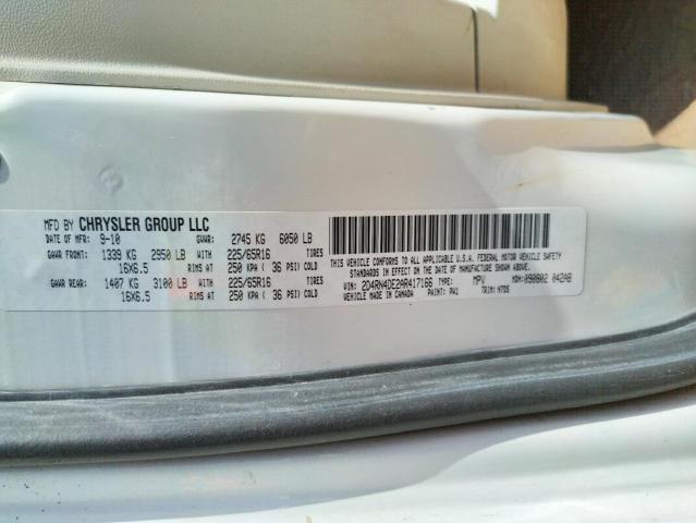Photo 10 from auction – 2010 DODGE GRAND CARA with VIN 2D4RN4DE2AR417166