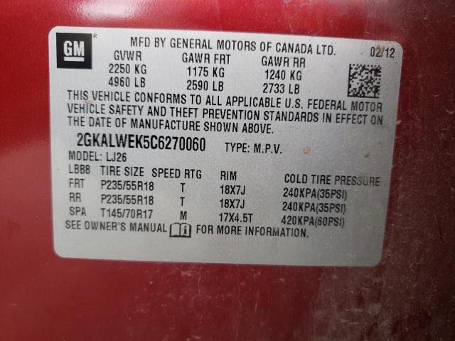 Photo 10 from auction – 2012 GMC TERRAIN SL with VIN 2GKALWEK5C6270060